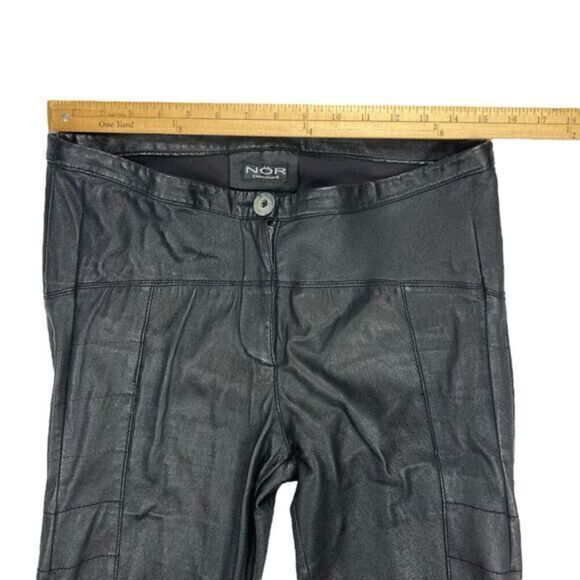 NOR Leather Pants Womens Size 30 Tall Black Ruffle Ankle Sexy Grunge Witchcore - Picture 8 of 14